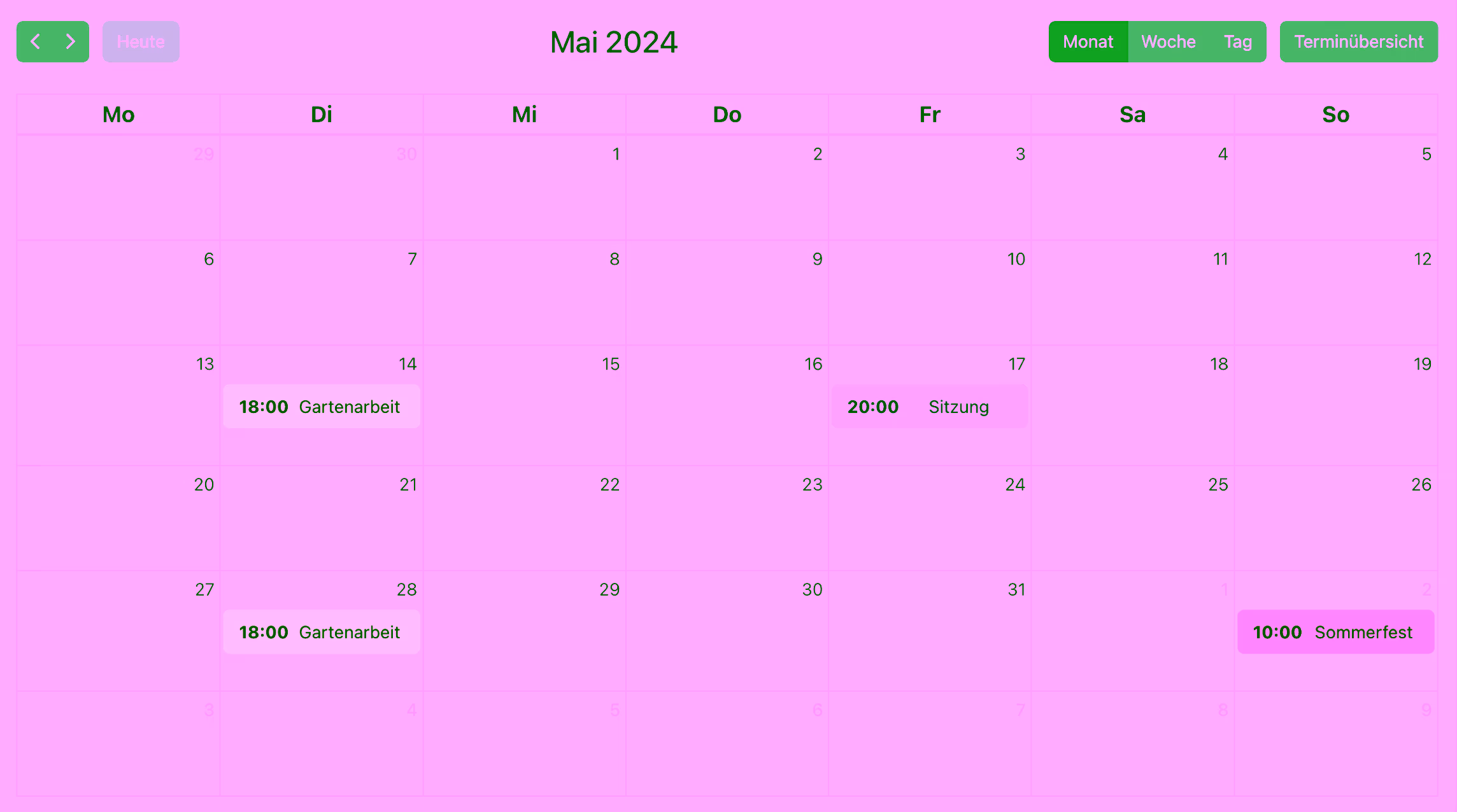 Screenshot Kalender