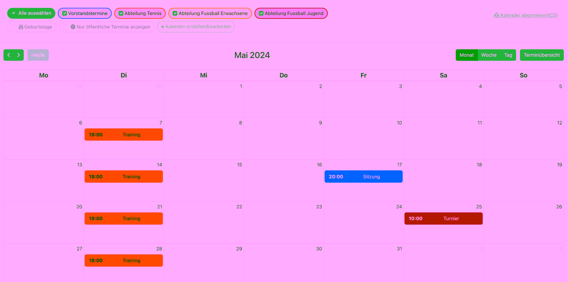 Screenshot Termine