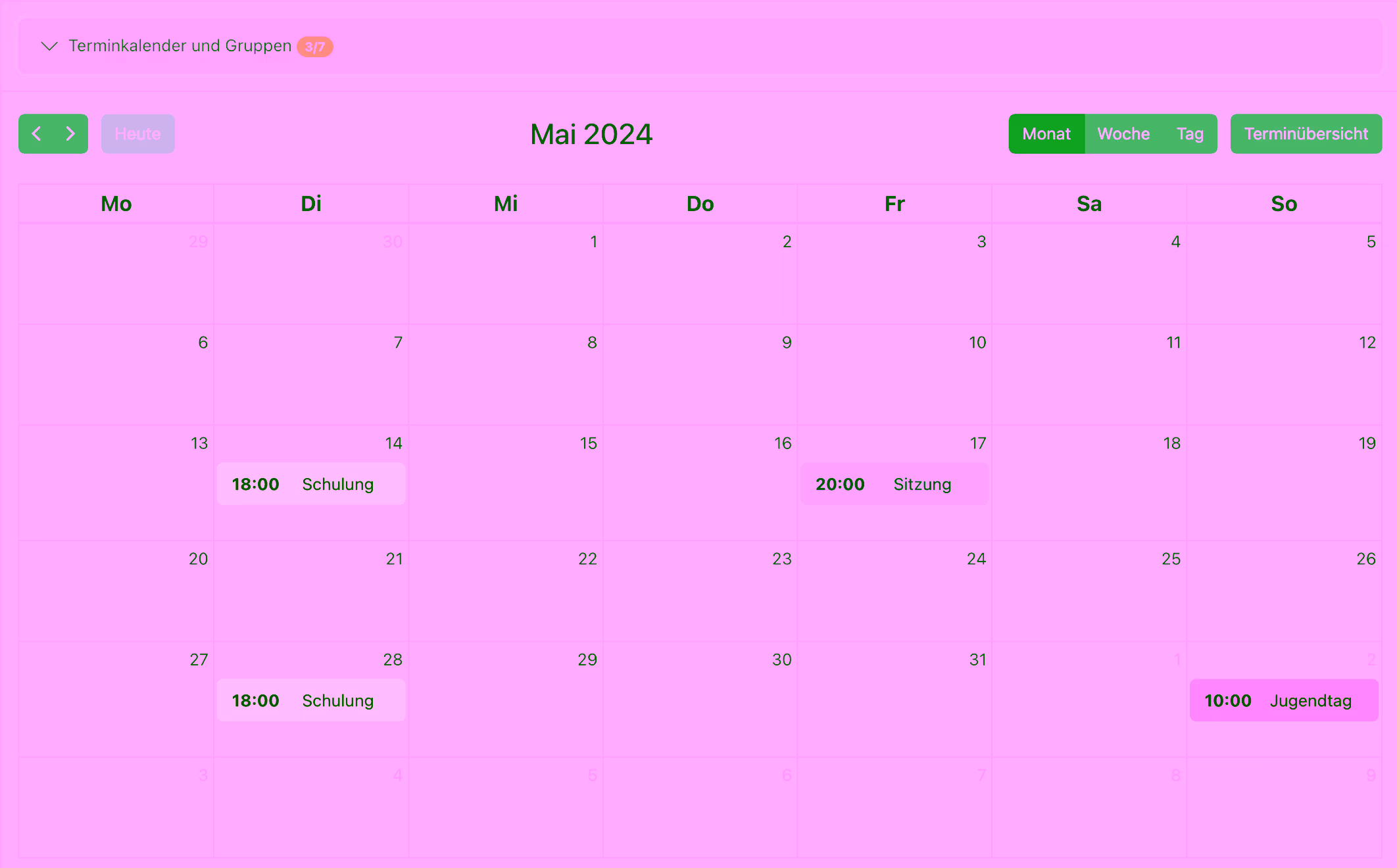 Screenshot Kalender
