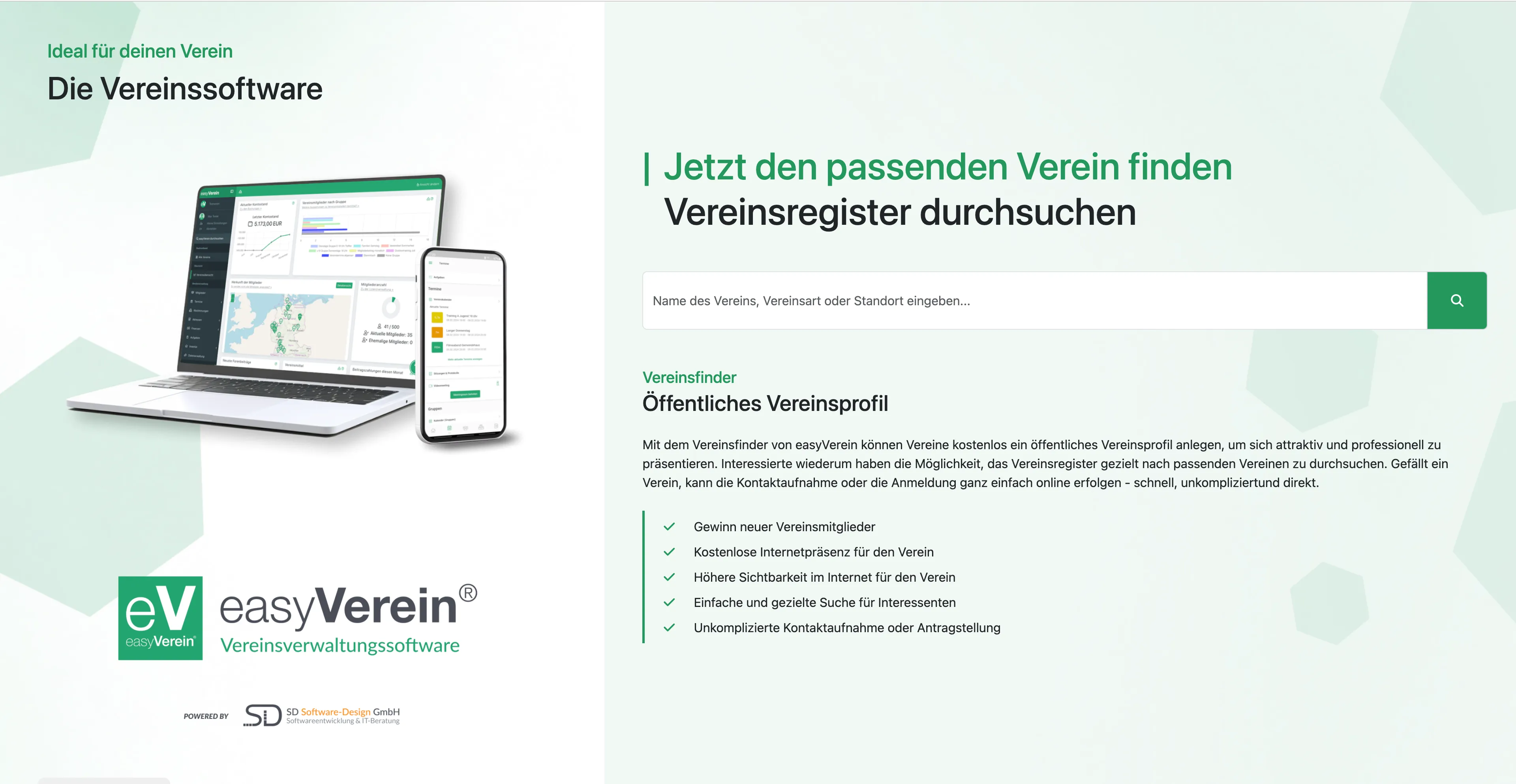 Screenshot Vereinsfinder