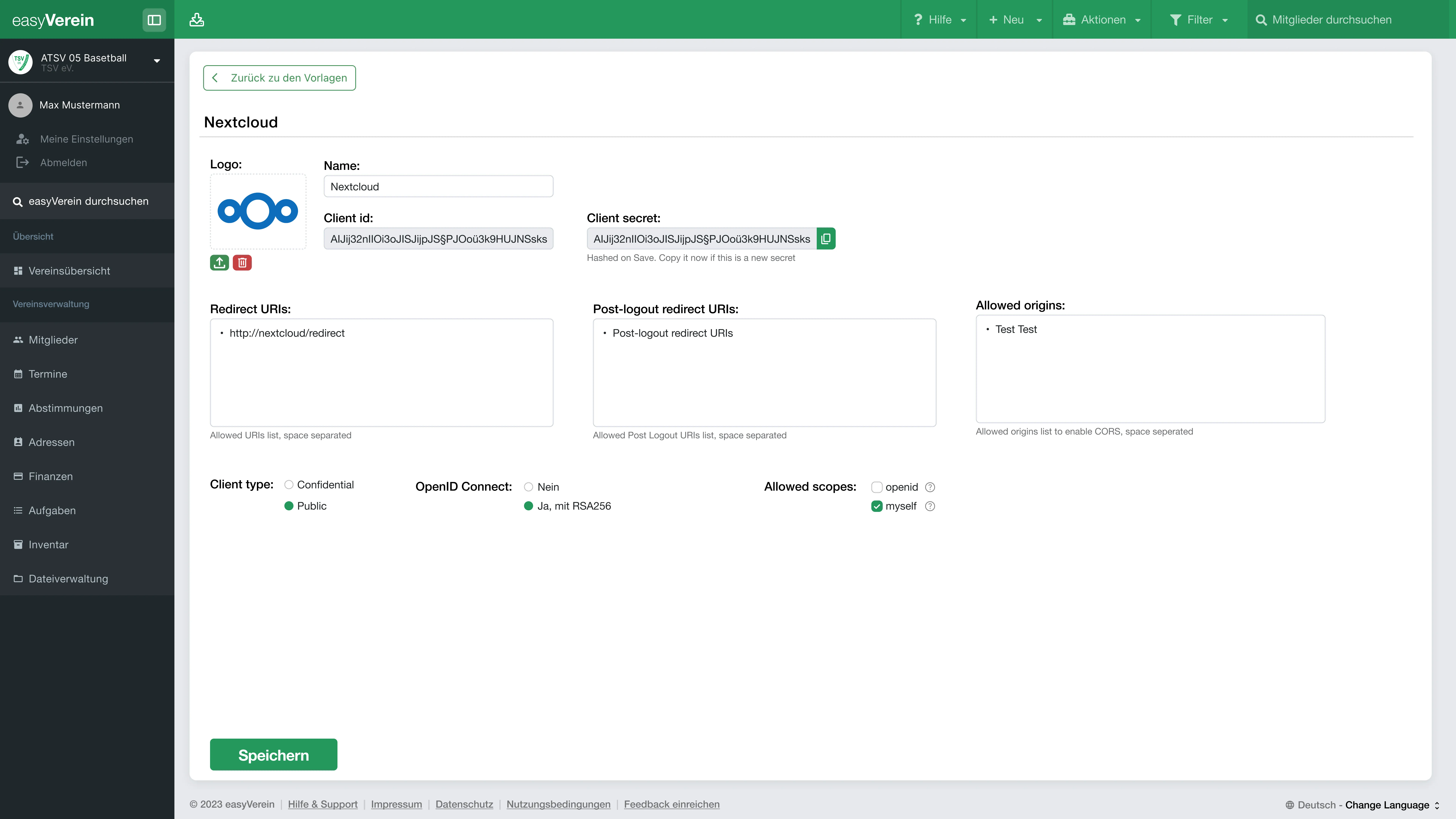 Screenshot Identity Provider