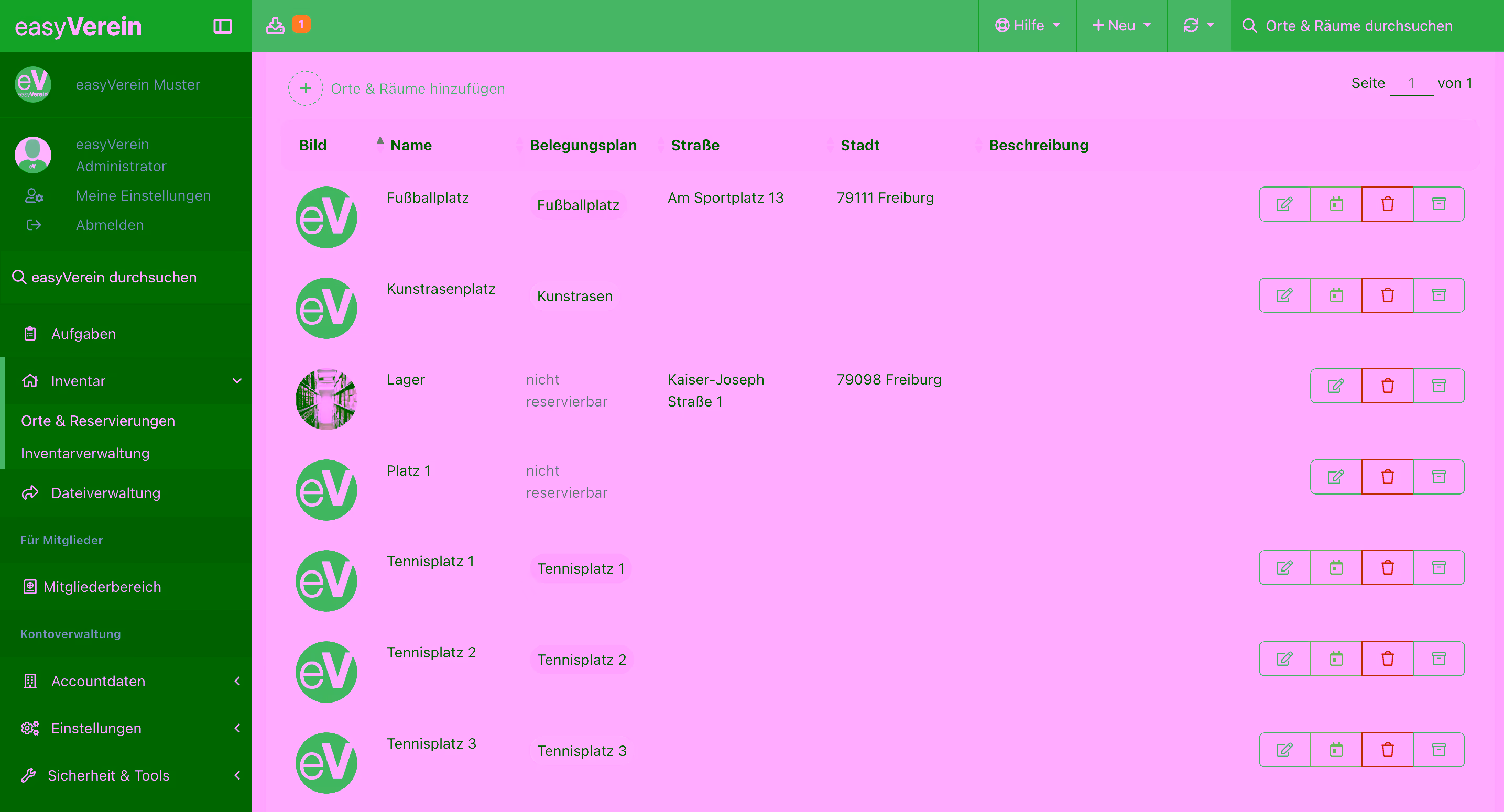 Screenshot Orte
