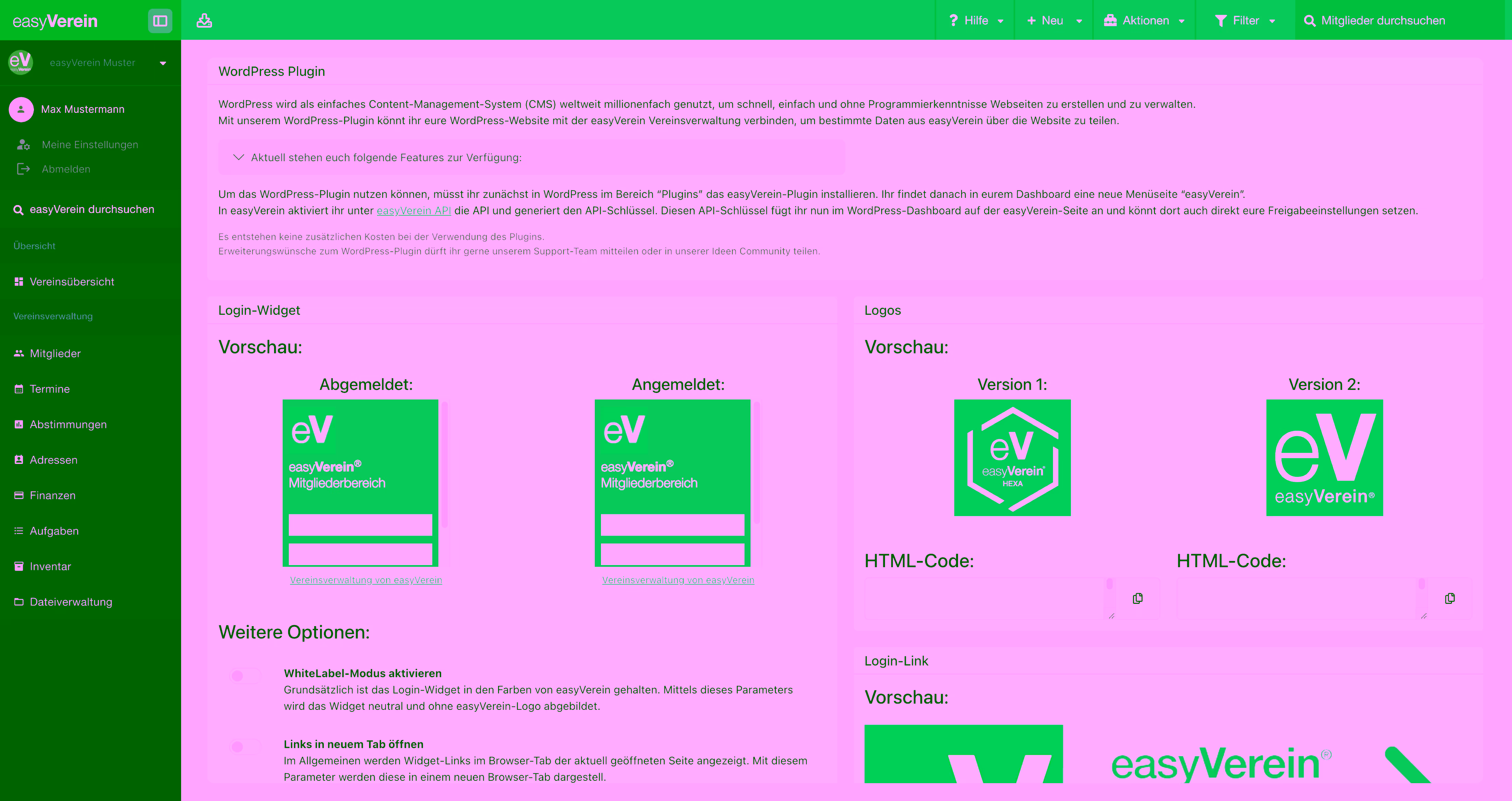 Screenshot WordPress-Plugin